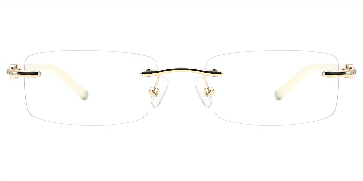 White Oval Simple Mixed Materials Eyeglasses