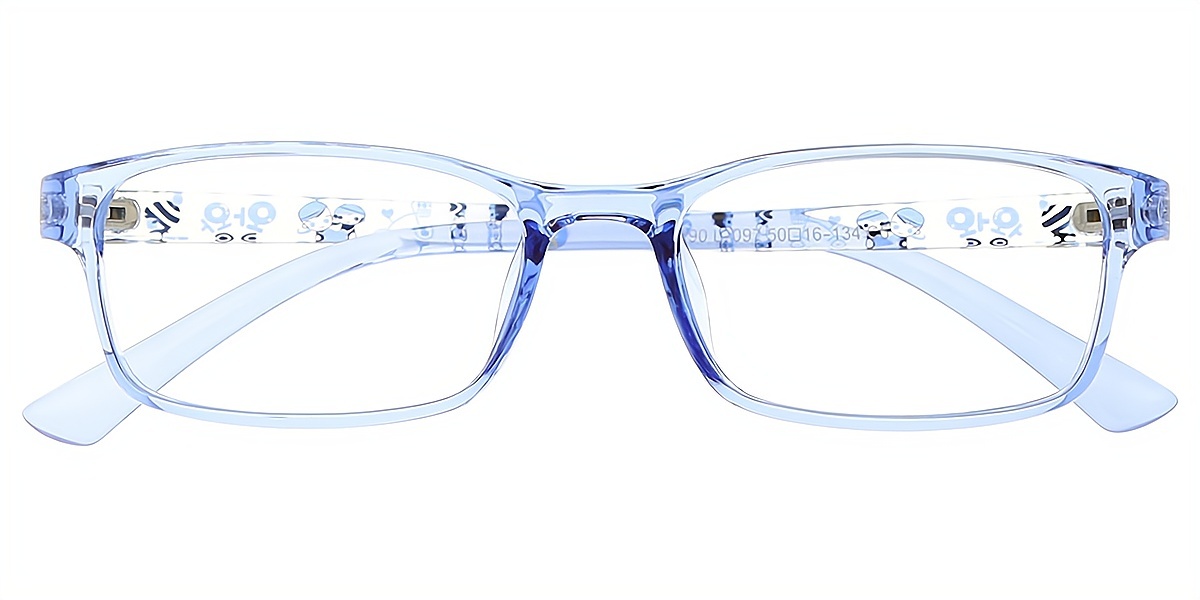 Blue Rectangle Simple Metal Eyeglasses