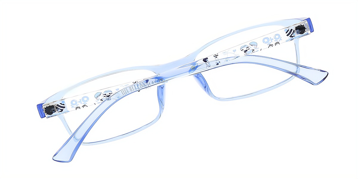 Blue Rectangle Simple Metal Eyeglasses