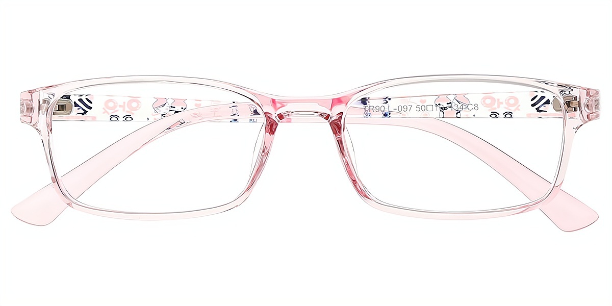 Pink Rectangle Simple Metal Eyeglasses