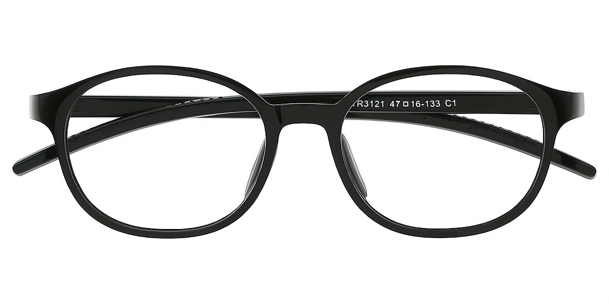 Black Oval Simple TR90 Eyeglasses