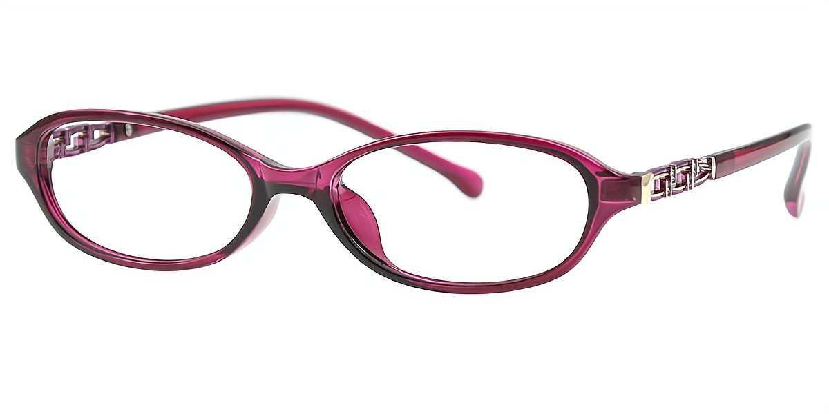 Purple Red Oval Chic TR90 Eyeglasses