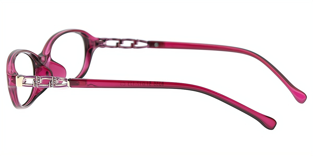 Purple Red Oval Chic TR90 Eyeglasses