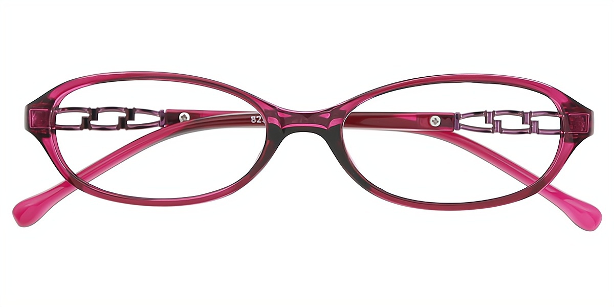 Purple Red Oval Chic TR90 Eyeglasses