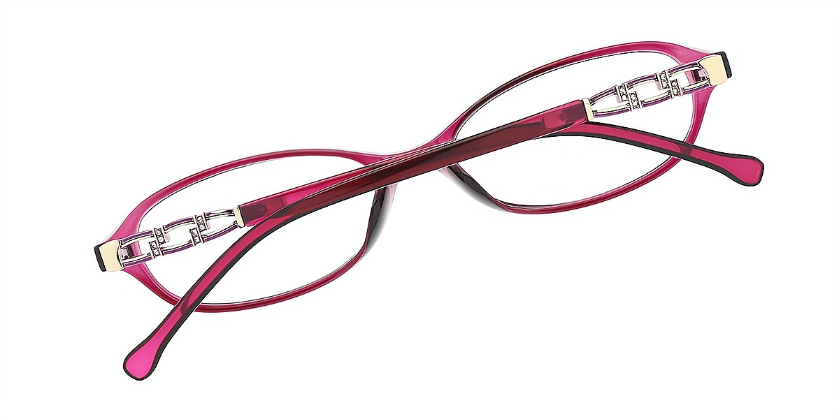 Purple Red Oval Chic TR90 Eyeglasses