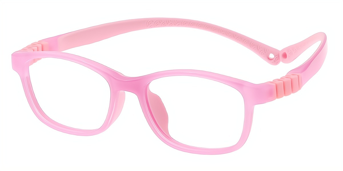 Pink Rectangle Simple Lightweight TR90 Eyeglasses