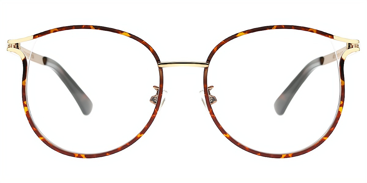 Tortoise Oval Chic Oversized Metal Eyeglasses