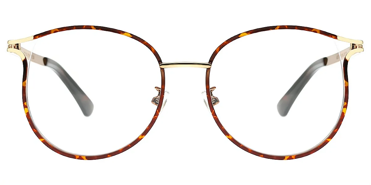 Tortoise Oval Chic Oversized Metal Eyeglasses