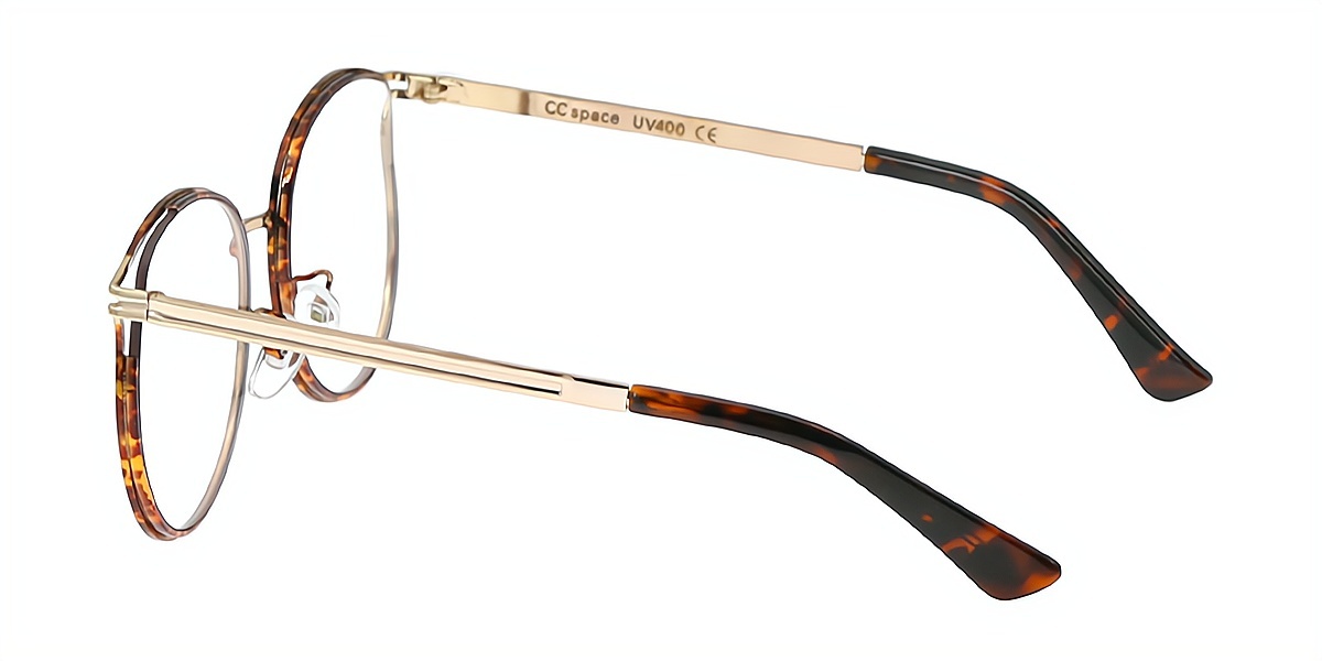 Tortoise Oval Chic Oversized Metal Eyeglasses