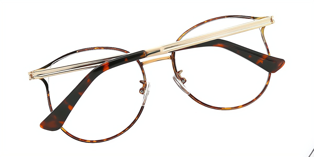 Tortoise Oval Chic Oversized Metal Eyeglasses