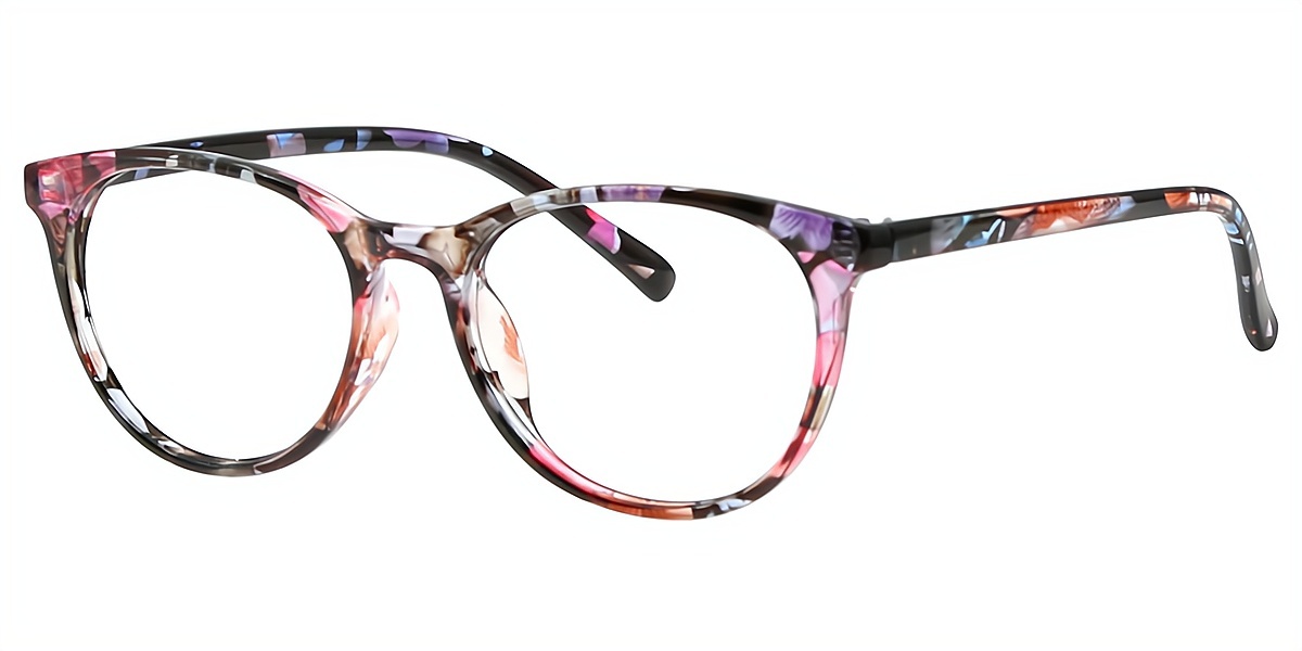 Floral Oval Retro Horn Plastic Eyeglasses