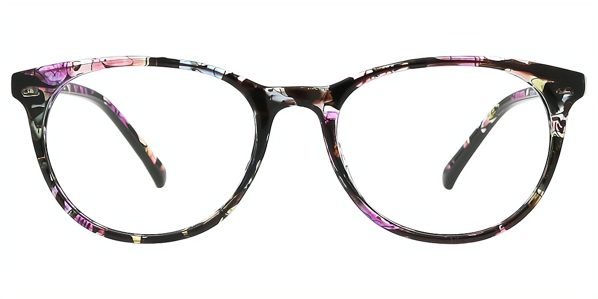 Mix Oval Retro Horn Plastic Eyeglasses