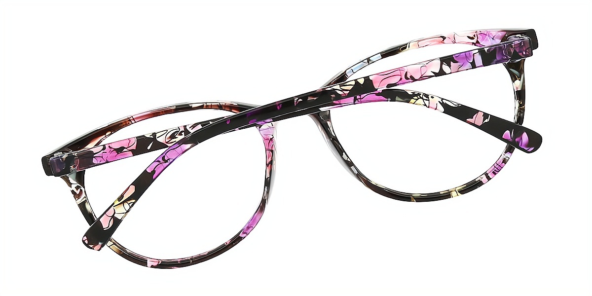 Mix Oval Retro Horn Plastic Eyeglasses