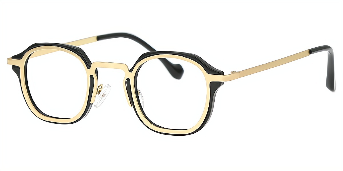 Black Oval Chic Mixed Materials Eyeglasses