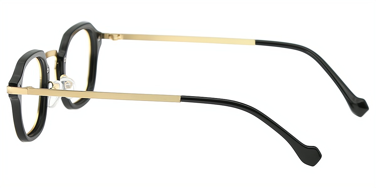 Black Oval Chic Mixed Materials Eyeglasses