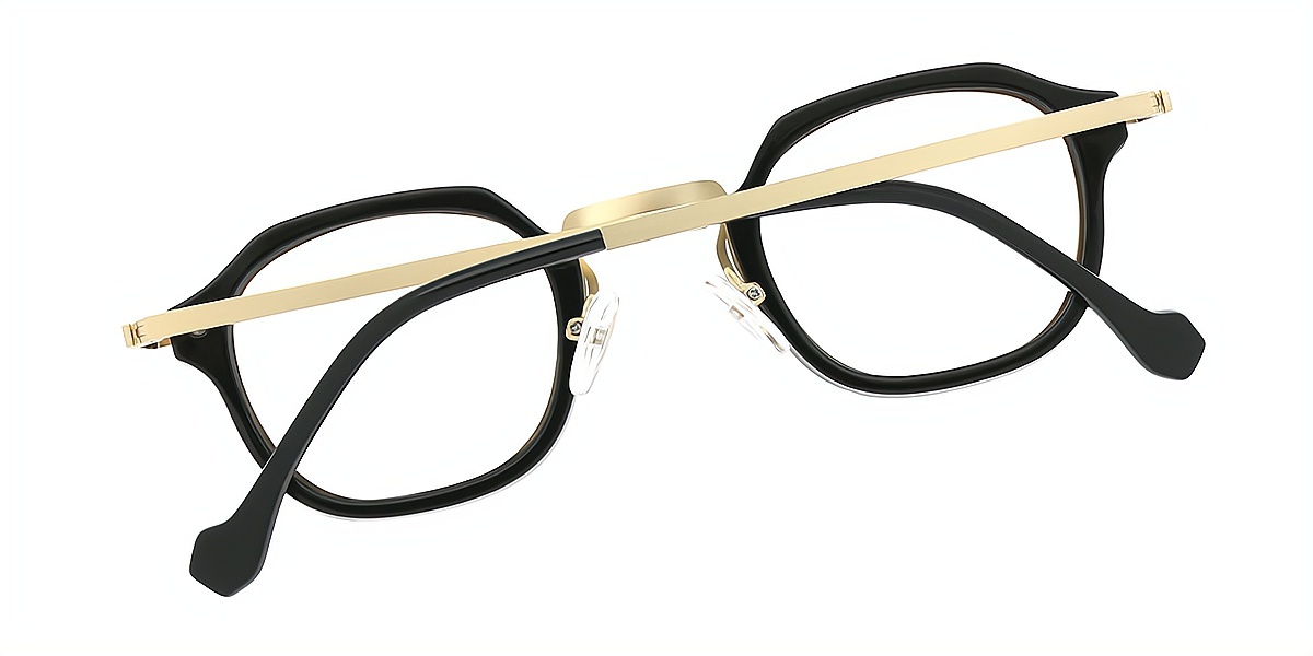 Black Oval Chic Mixed Materials Eyeglasses