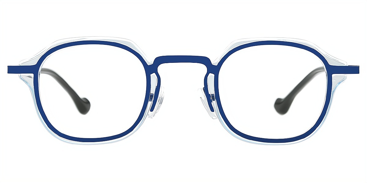 Blue Oval Chic Mixed Materials Eyeglasses