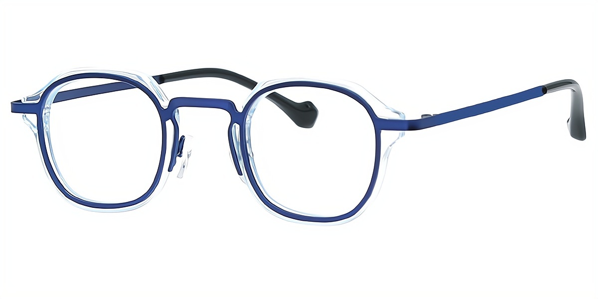 Blue Oval Chic Mixed Materials Eyeglasses