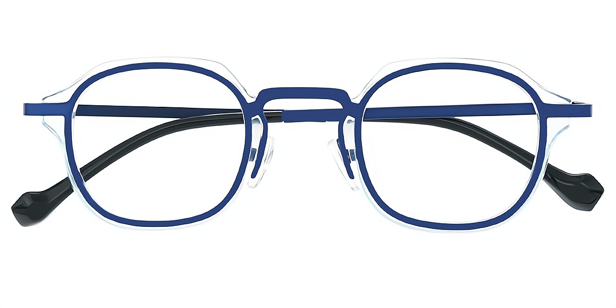 Blue Oval Chic Mixed Materials Eyeglasses