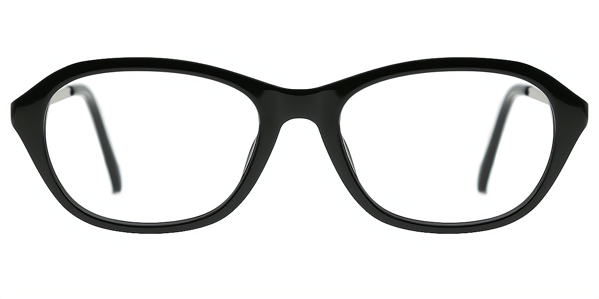 Black Oval Chic Plastic Eyeglasses