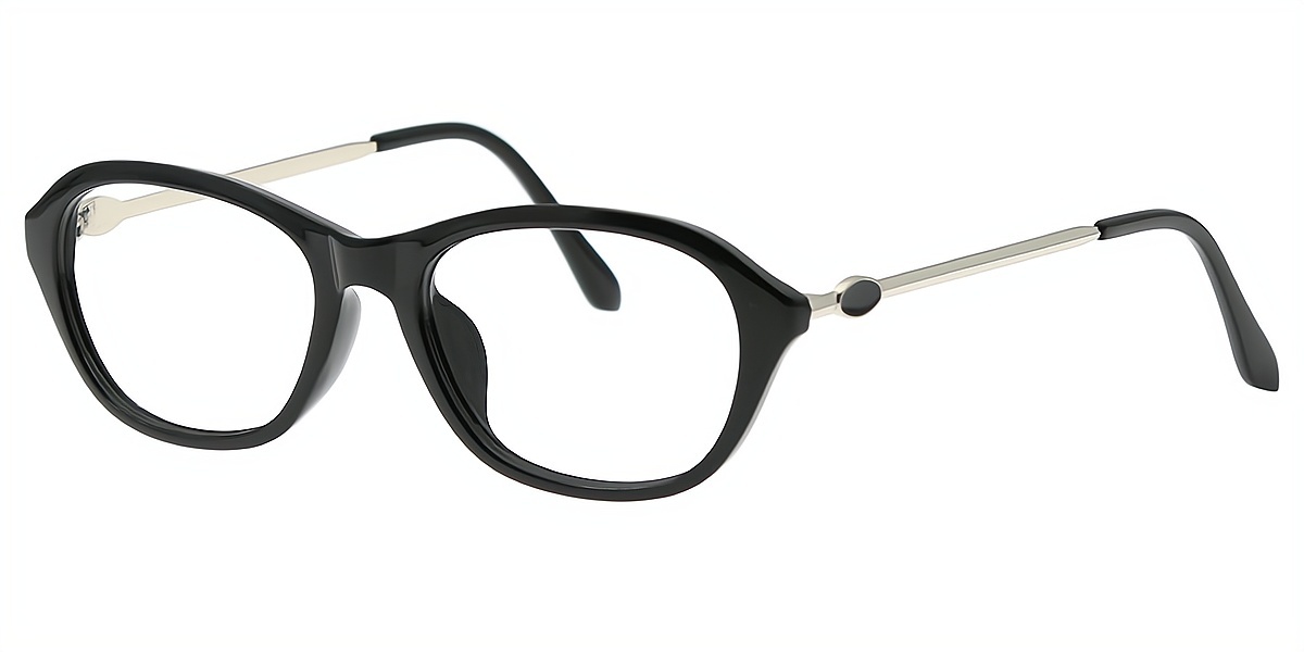 Black Oval Chic Plastic Eyeglasses