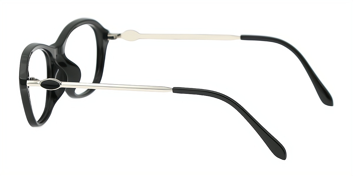 Black Oval Chic Plastic Eyeglasses