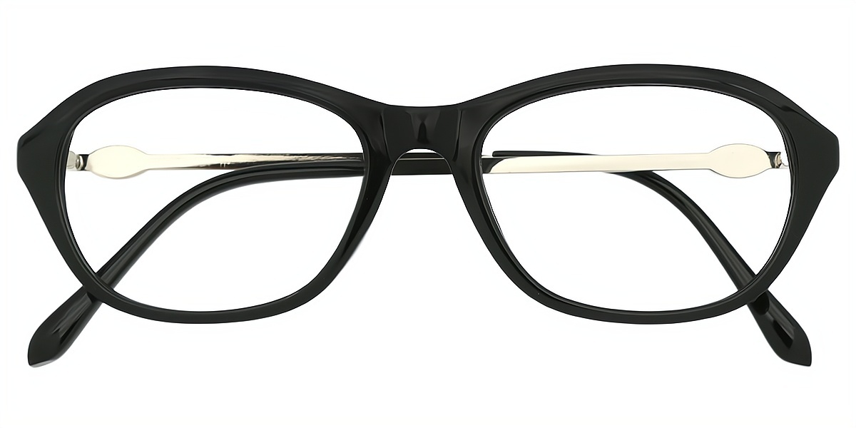 Black Oval Chic Plastic Eyeglasses