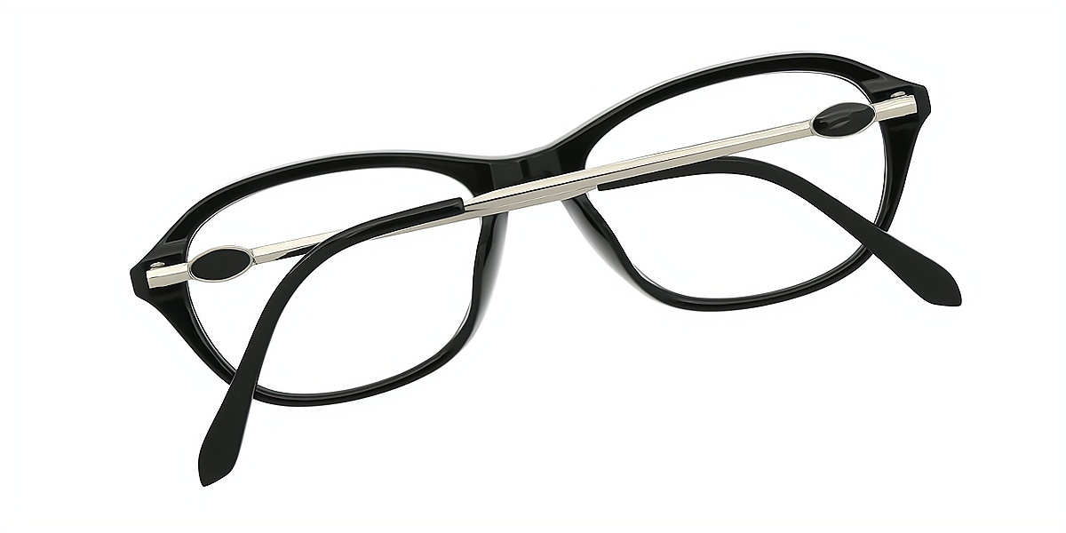 Black Oval Chic Plastic Eyeglasses