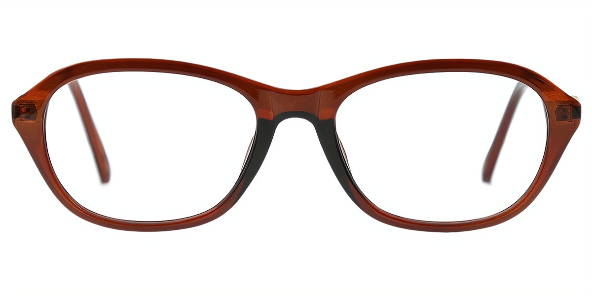 Brown Oval Chic Plastic Eyeglasses