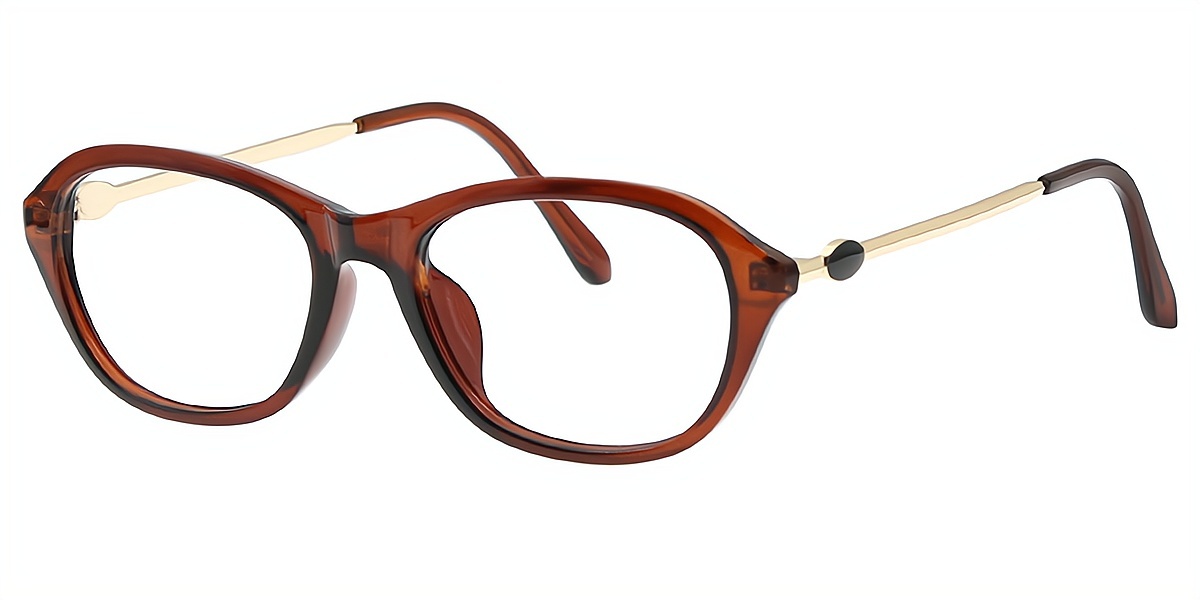 Brown Oval Chic Plastic Eyeglasses