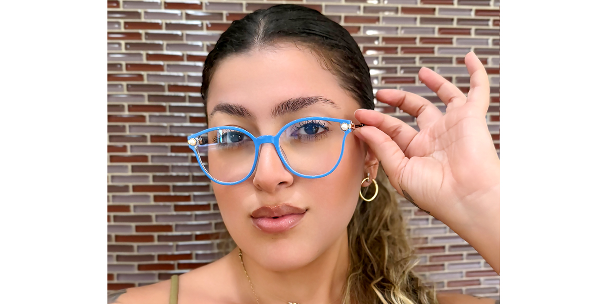 Blue Cat Eye Elegant Plastic Eyeglasses
