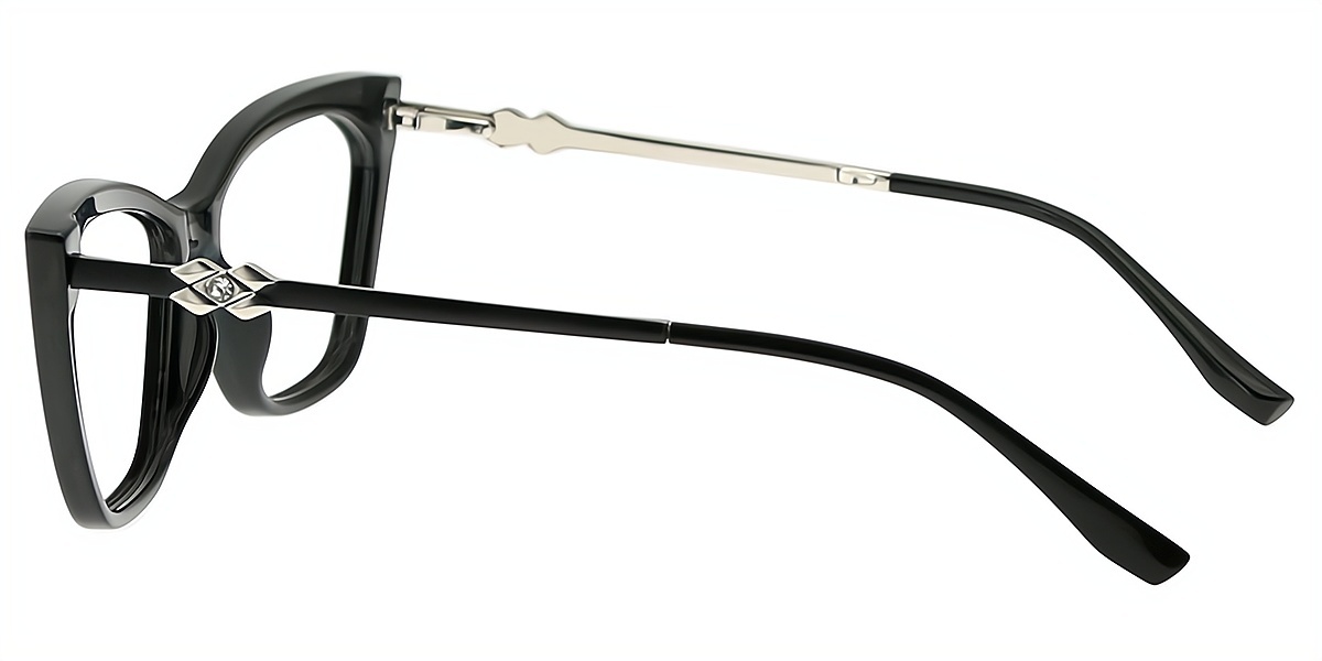 Black Cat Eye Ornate TR90 Eyeglasses