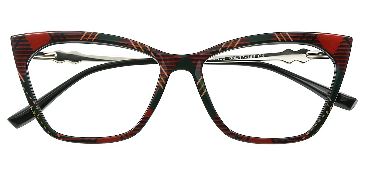 Black Cat Eye Ornate TR90 Eyeglasses