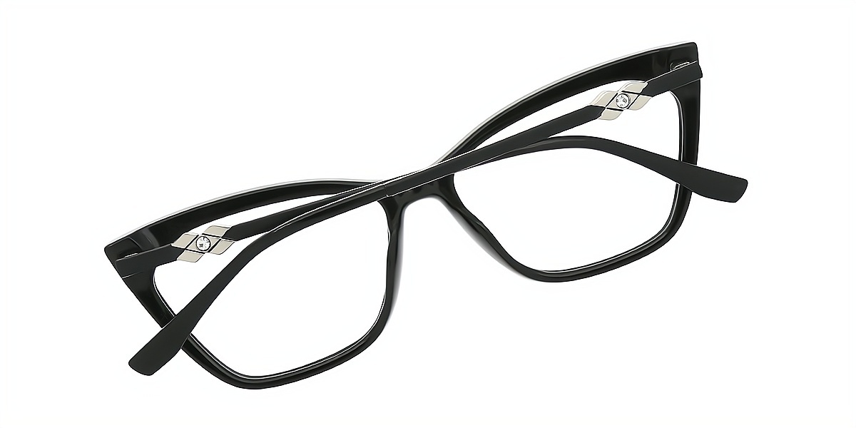 Black Cat Eye Ornate TR90 Eyeglasses