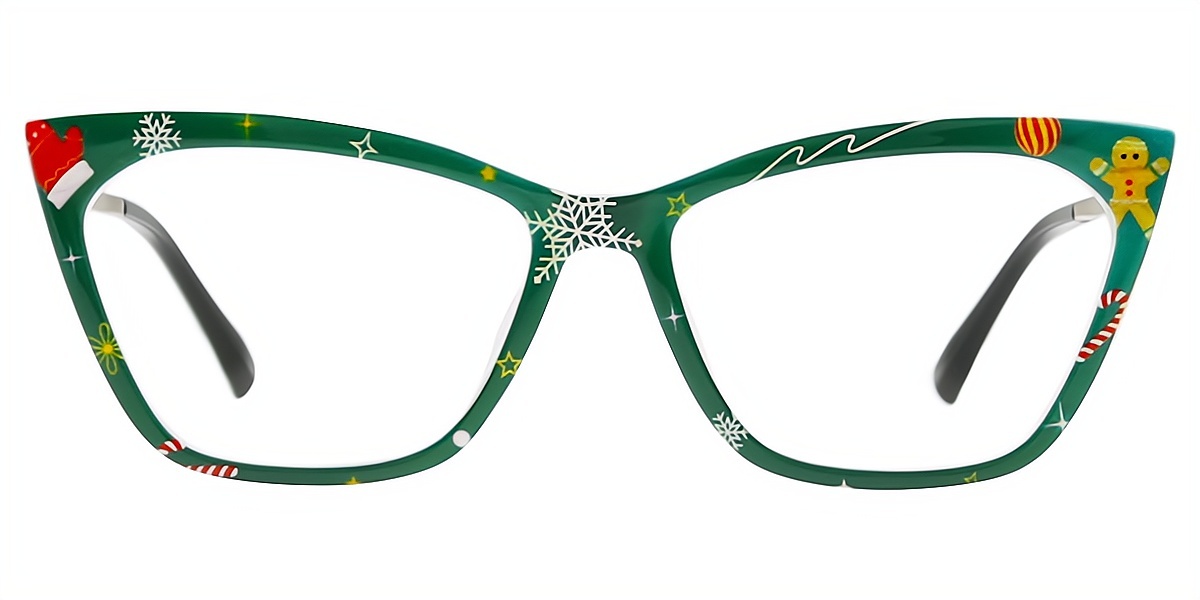 Green Cat Eye Ornate TR90 Eyeglasses