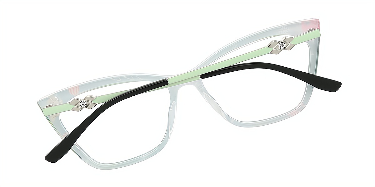 Green Cat Eye Ornate TR90 Eyeglasses