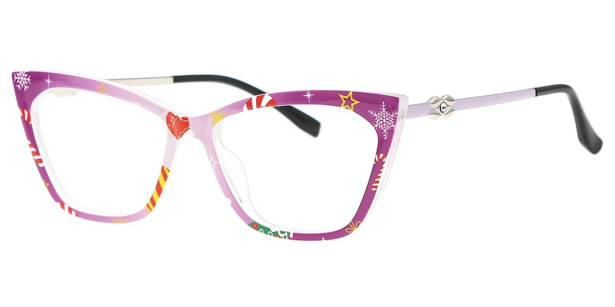 Purple Cat Eye Ornate TR90 Eyeglasses