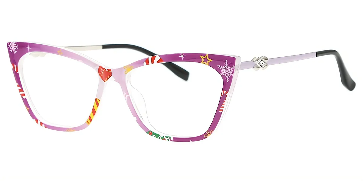 Purple Cat Eye Ornate TR90 Eyeglasses