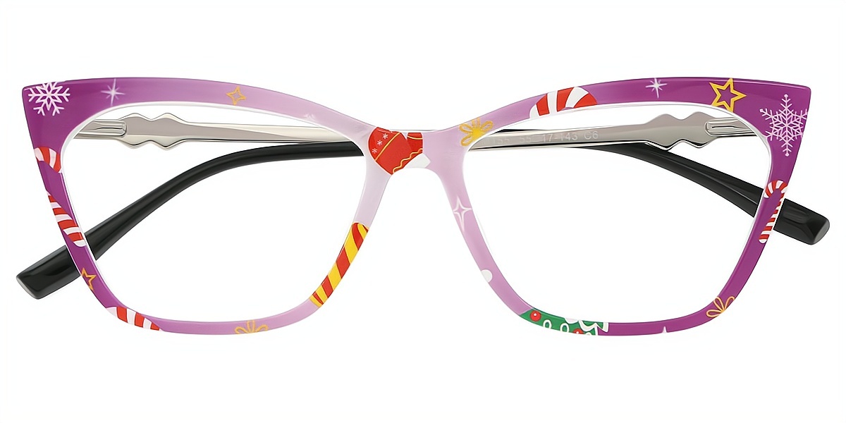 Purple Cat Eye Ornate TR90 Eyeglasses