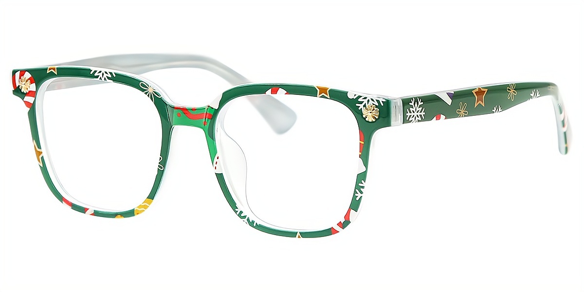 Green Square Ornate TR90 Eyeglasses