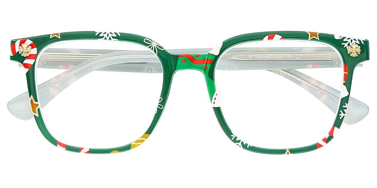 Green Square Ornate TR90 Eyeglasses