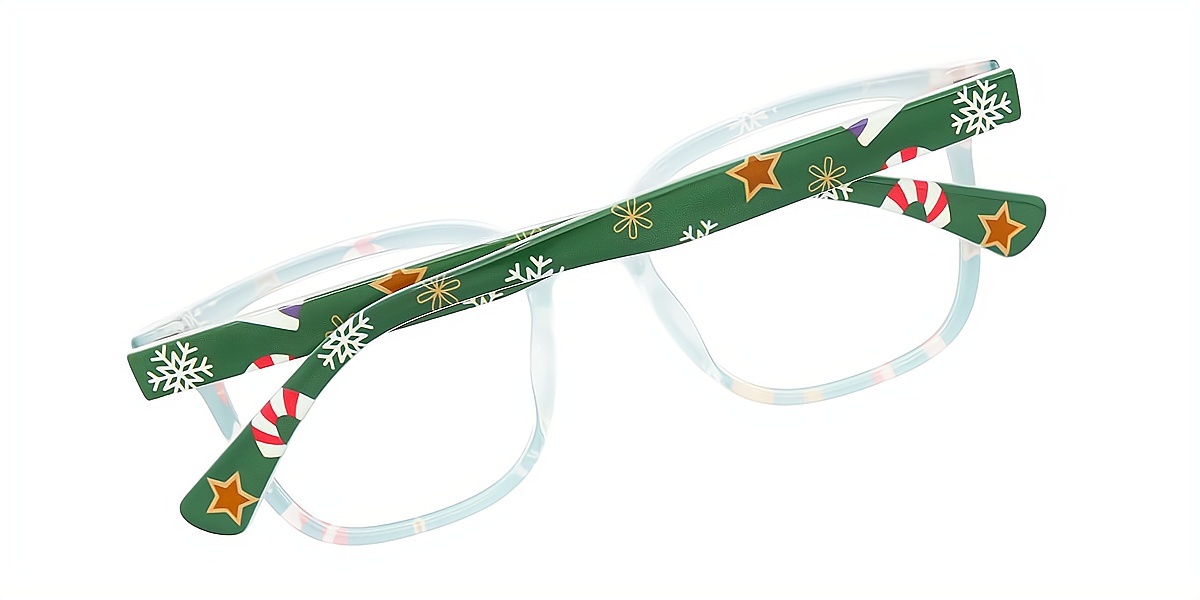 Green Square Ornate TR90 Eyeglasses