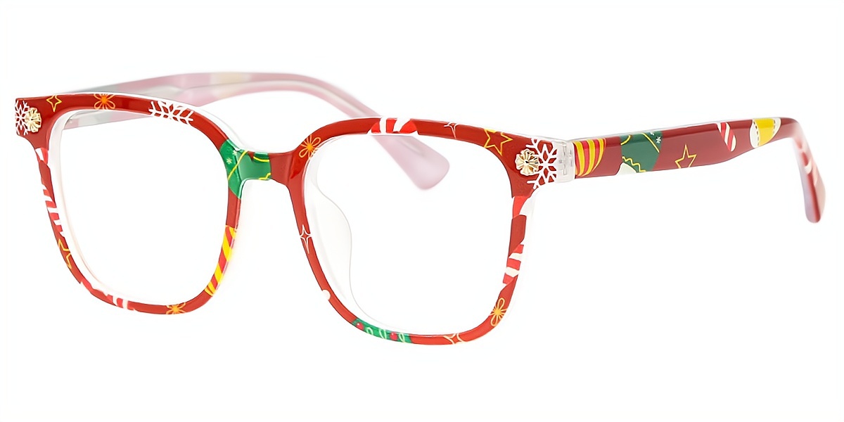 Red Square Ornate TR90 Eyeglasses