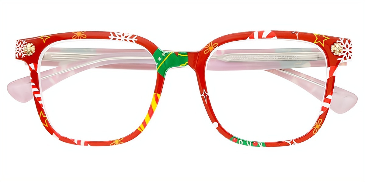 Red Square Ornate TR90 Eyeglasses