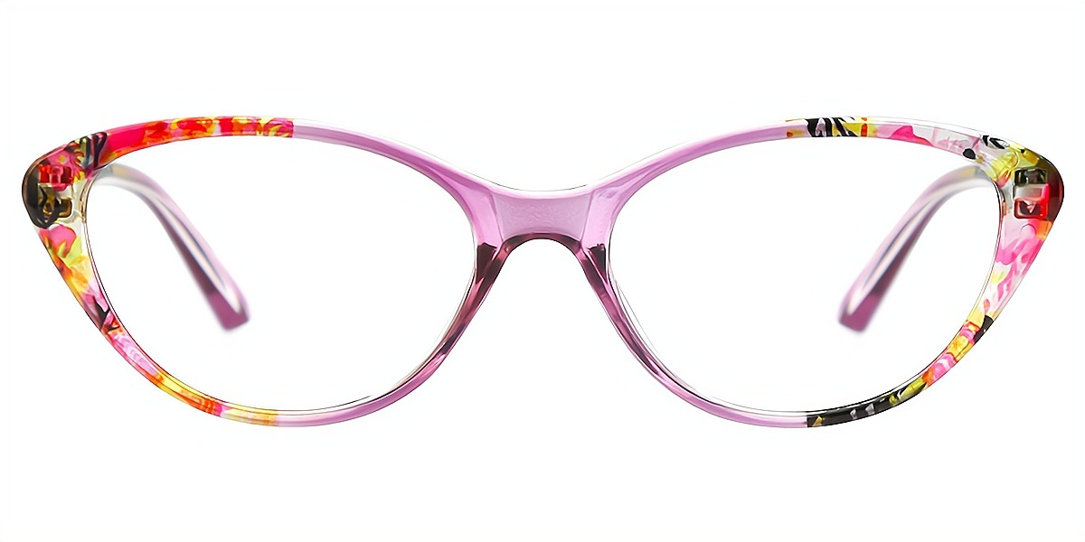 Purple Floral Cat Eye Modish Plastic Eyeglasses