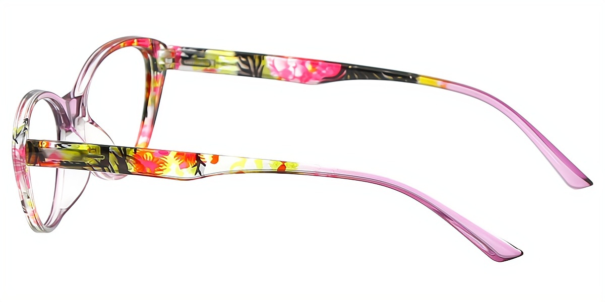 Purple Floral Cat Eye Modish Plastic Eyeglasses