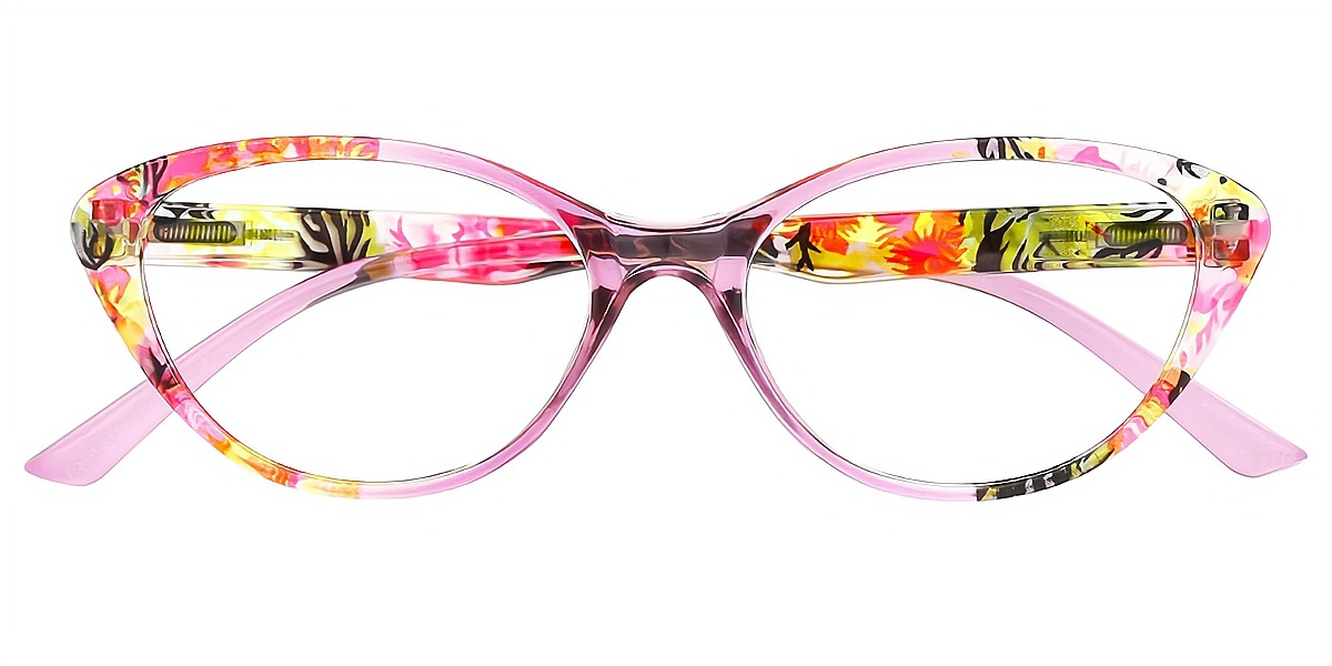 Purple Floral Cat Eye Modish Plastic Eyeglasses