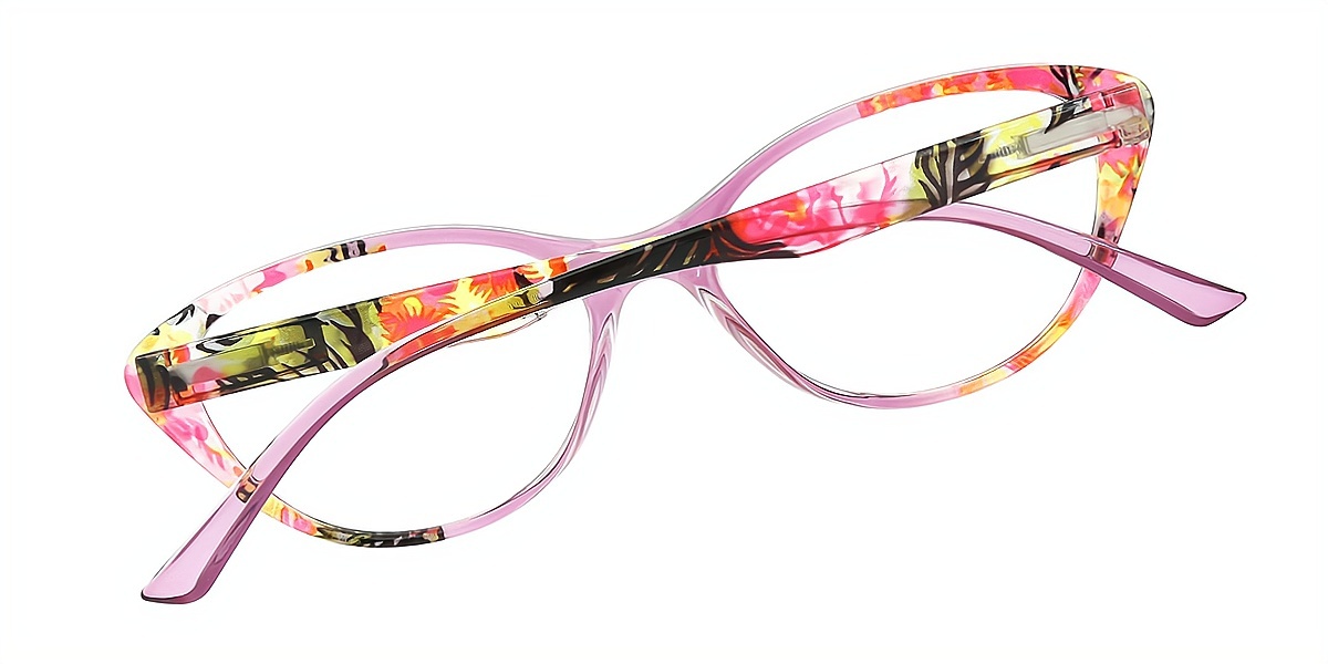 Purple Floral Cat Eye Modish Plastic Eyeglasses