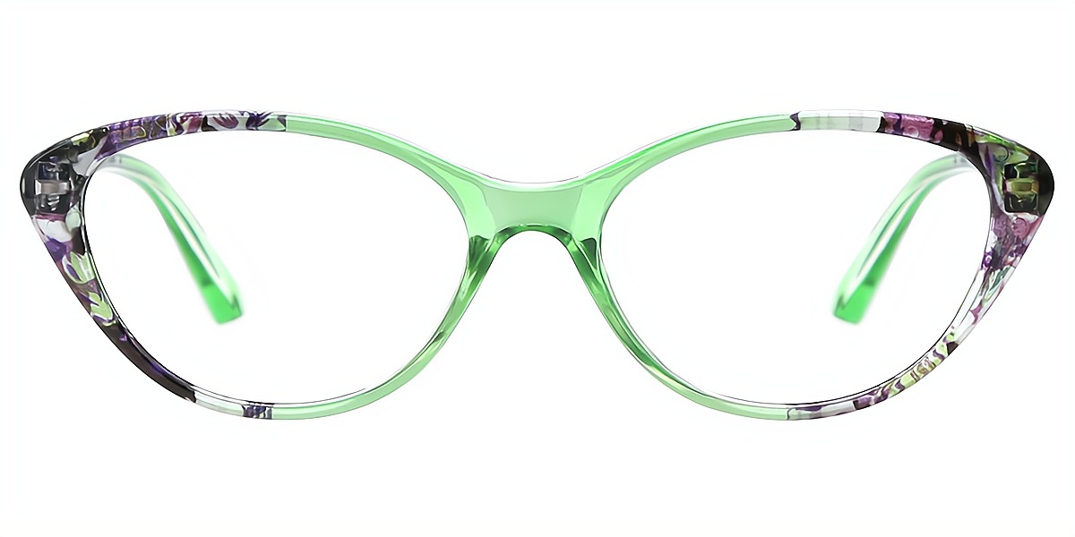 Green Purple Cat Eye Modish Plastic Eyeglasses