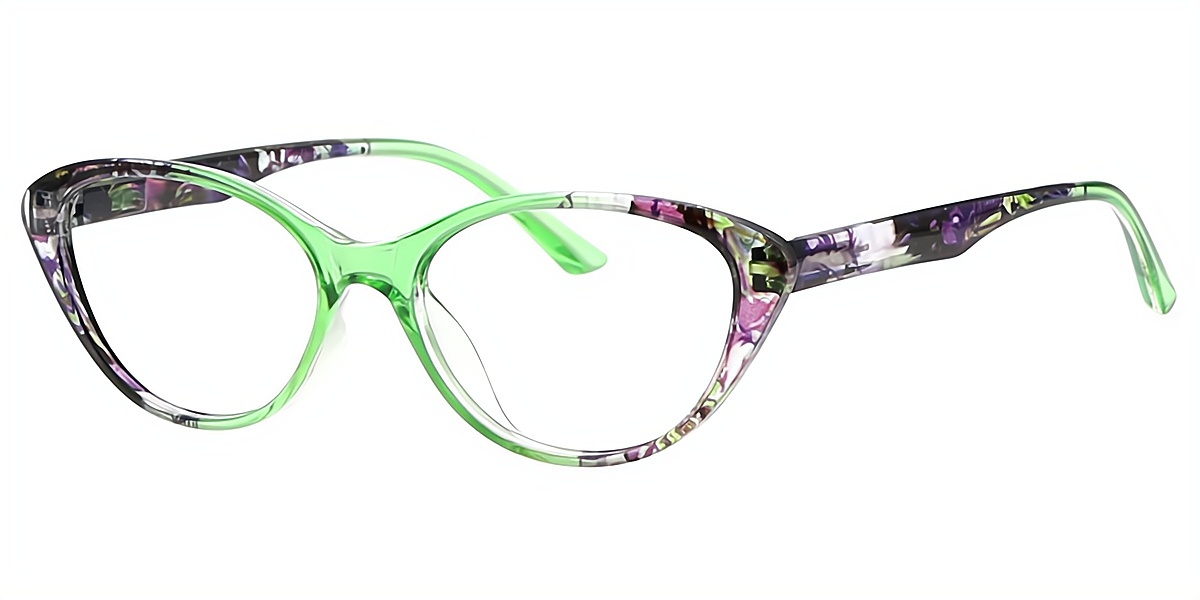 Green Purple Cat Eye Modish Plastic Eyeglasses